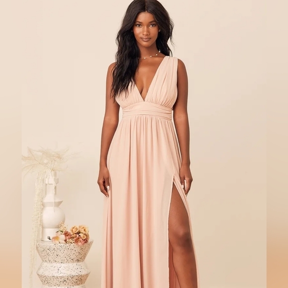 Lulus Dresses & Skirts - Lulu's Heavenly Hues Pink Formal Sleeveless Maxi Gown with Zipper Back